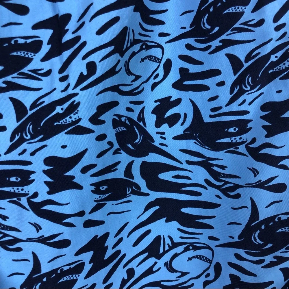 Rainforest Shark Print Swim Trunks - Picture 2 of 7